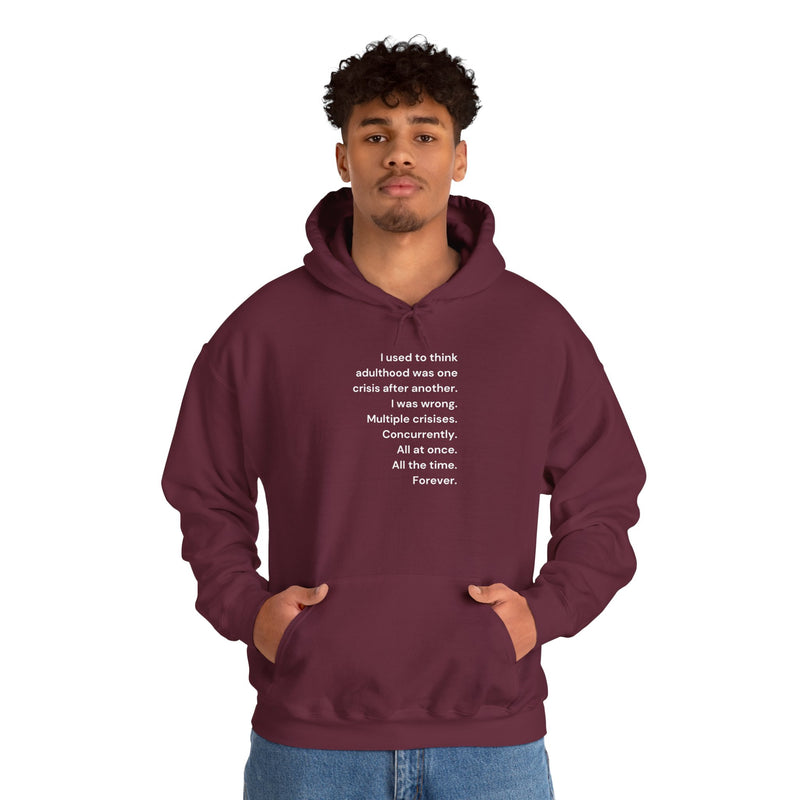 Graphic Text Hoodie — 'Adulthood' Hooded Sweatshirt