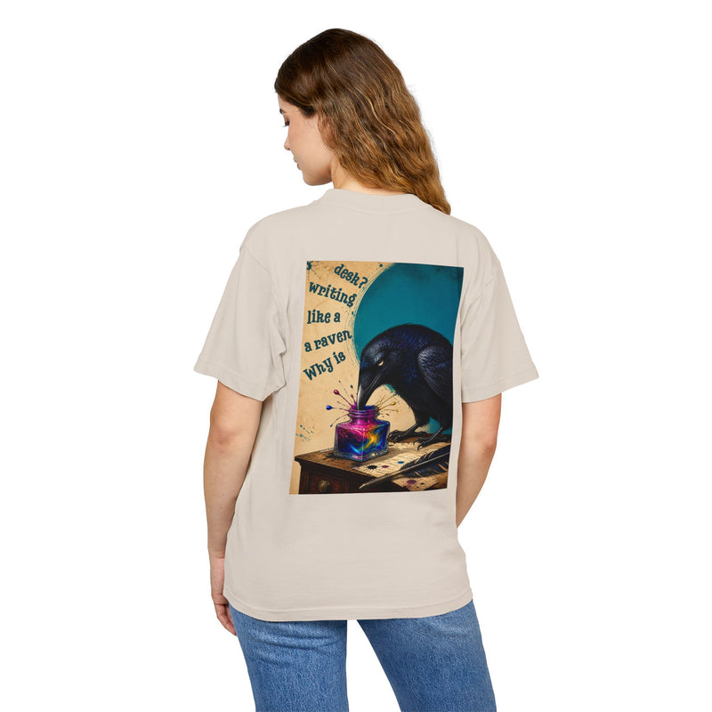 Wonderland Lane Seven Garment Dyed Urban Heavy Graphic Tee – “Why is a Raven Like a Writing Desk"