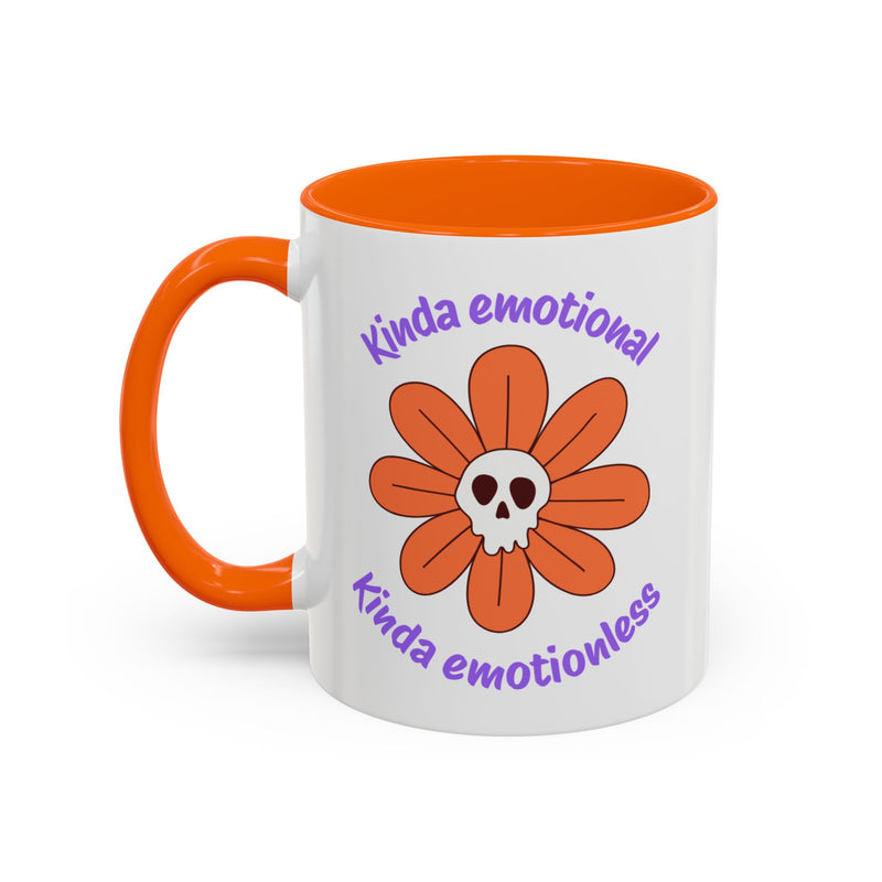 Coffee or Tea Mug — "Kinda Emotional, Kinda Emotionless" Floral Skull Accent Mug