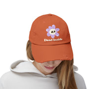 Dead Inside Skull Flower Distressed Cap — Baseball Hat