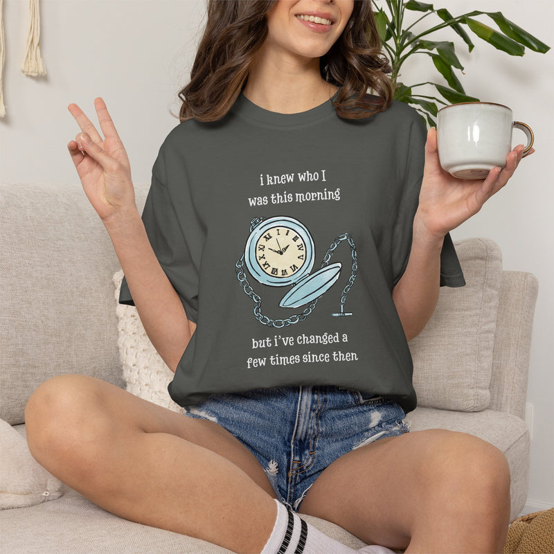Wonderland Comfort Colors 1717 “I Knew Who I Was This Morning” Graphic T-Shirt