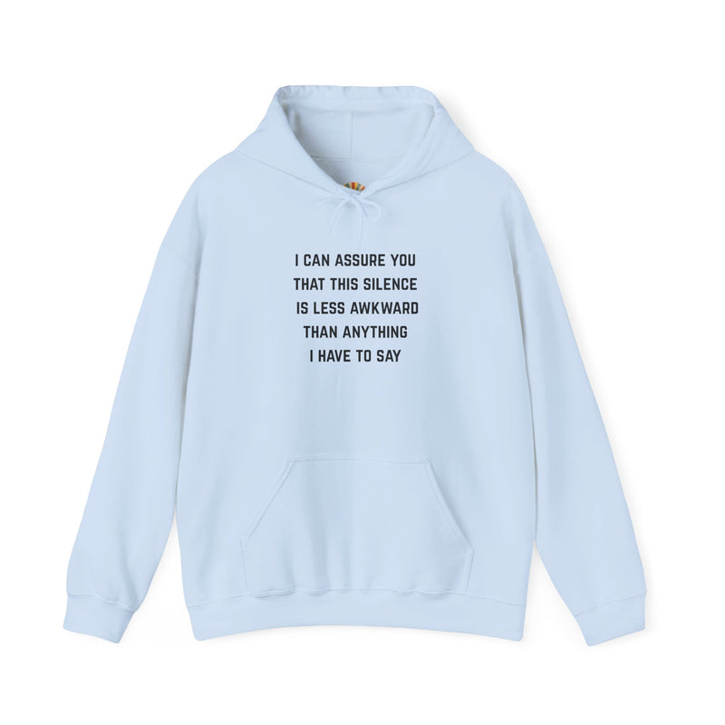 "Awkward Silence" Hoodie - Unisex Heavy Blend™ Minimalist Graphic Text Hooded Sweatshirt