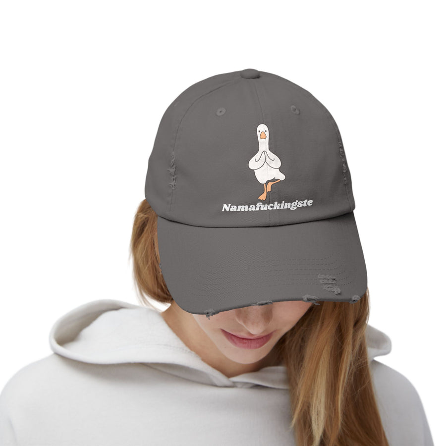 Distressed Cap — 'Namafuckingste' Yoga Goose Baseball Hat
