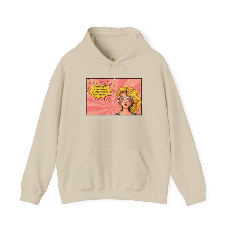 Retro Pop Art Hoodie — "I Wanna Be 14 Again..." Graphic Hooded Sweatshirt