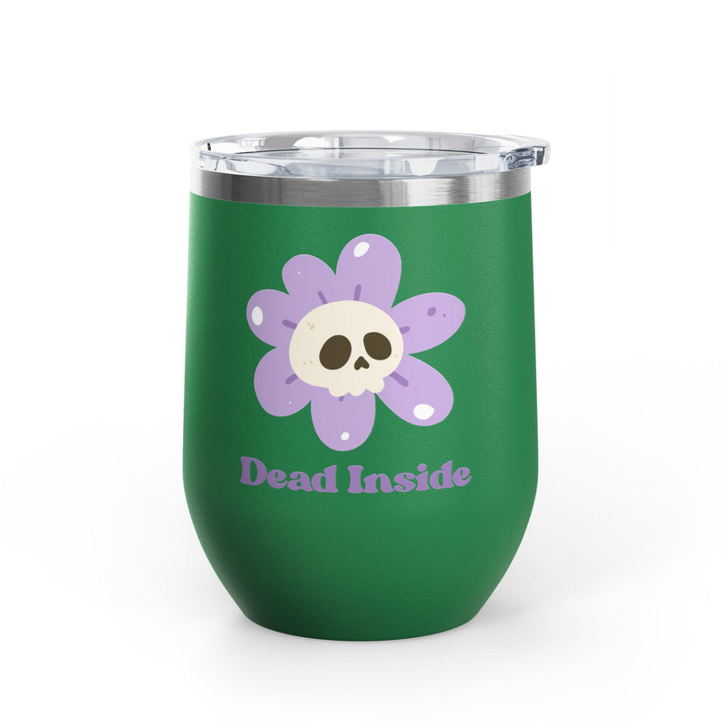 "Dead Inside" Floral Skull Wine Tumbler - Stainless Steel Insulated Outdoor Wine Cup - Pairs Perfectly with Patio for Day Drinking