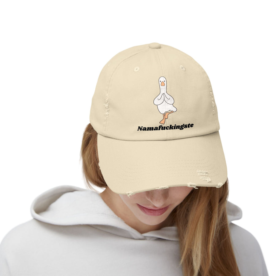 Distressed Cap — 'Namafuckingste' Yoga Goose Baseball Hat
