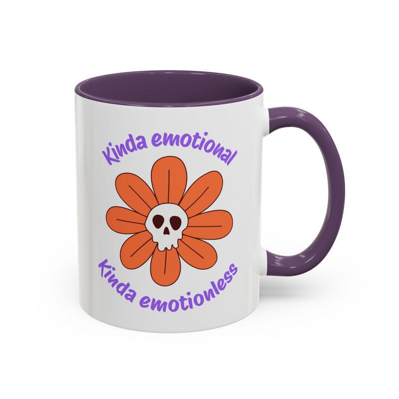 Coffee or Tea Mug — "Kinda Emotional, Kinda Emotionless" Floral Skull Accent Mug