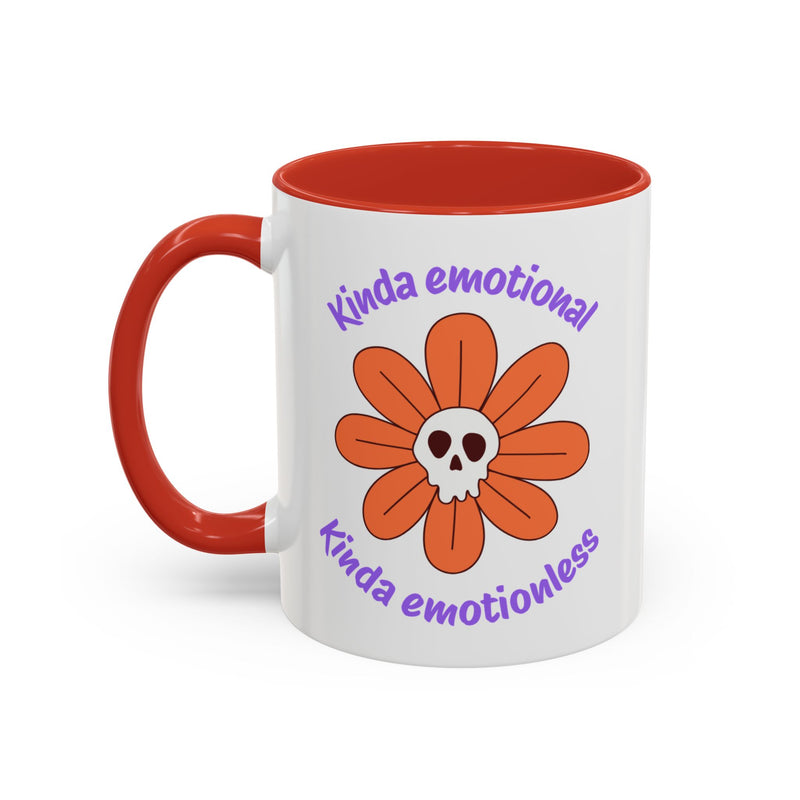 Coffee or Tea Mug — "Kinda Emotional, Kinda Emotionless" Floral Skull Accent Mug