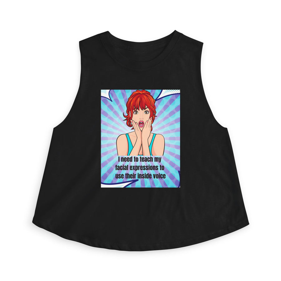 Pop Art Tee 'Teach My Facial Expressions' Women's Crop Top T-shirt