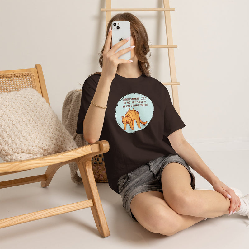 Sassy Cat Attitude T-Shirt — "I’m Not As Mean As I Could Be" Graphic Tee
