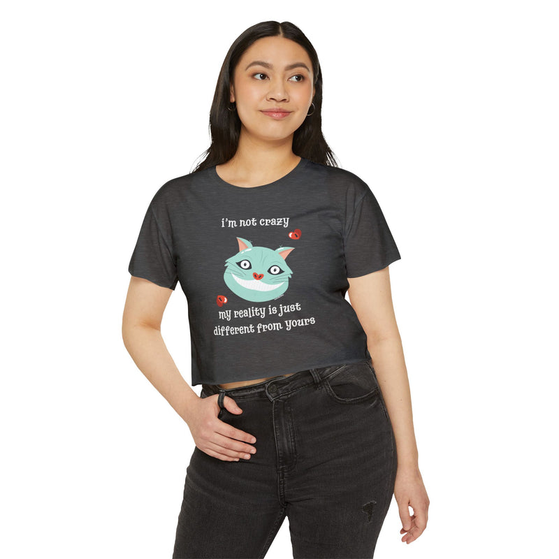 Women's Crop Festival Tee — "I'm Not Crazy..." Graphic T-Shirt
