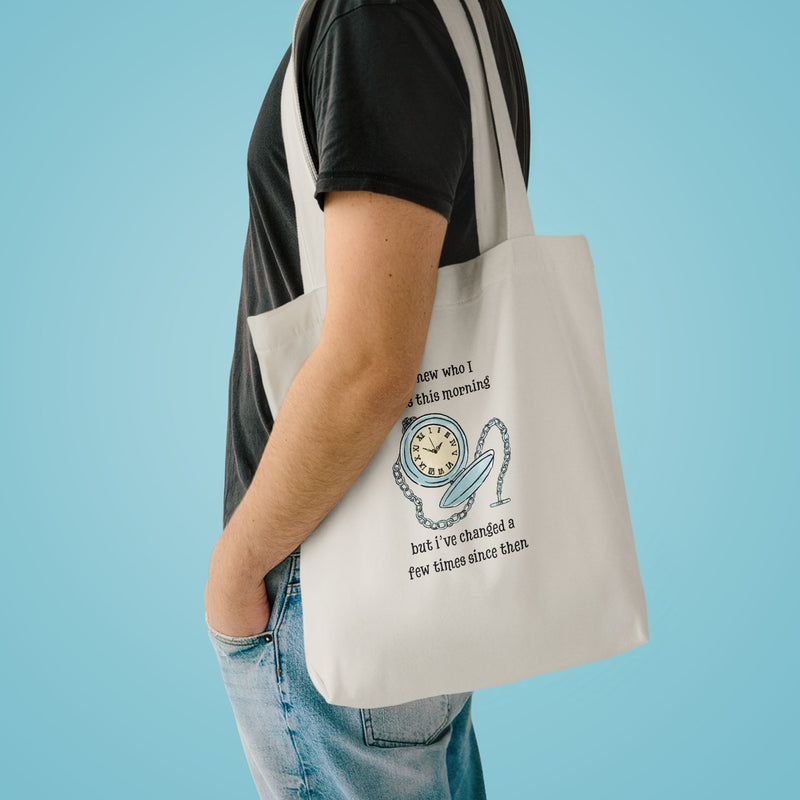 Wonderland Large Cotton Canvas Tote Bag “I Knew Who I Was This Morning But I’ve Changed A Few Times Since Then”
