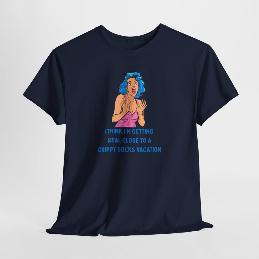 Pop Art Tee - "Grippy Socks Vacation" Mental Health Awareness Graphic T-Shirt