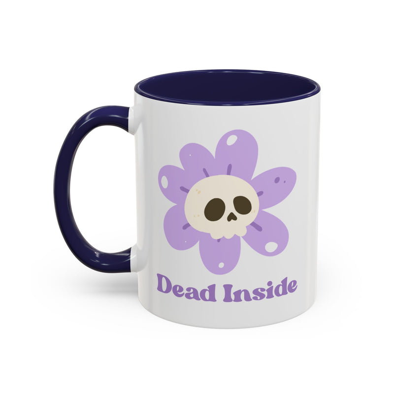 Coffee or Tea Mug — "Dead Inside" Floral Skull Accent Mug