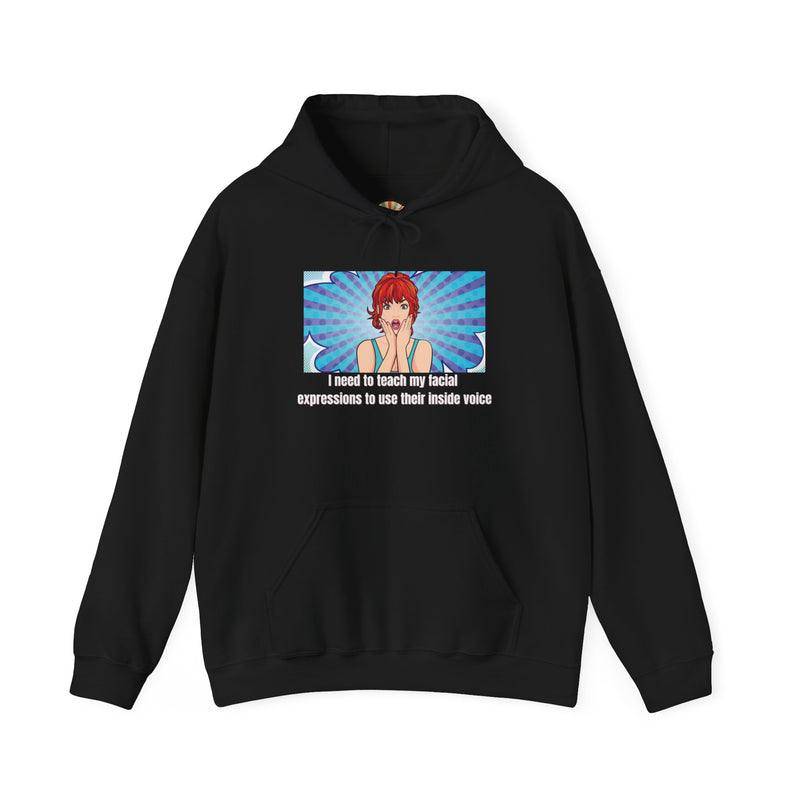 Pop Art Hoodie — 'Facial Expressions' Graphic Hooded Sweatshirt