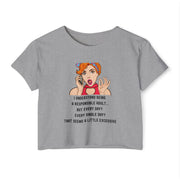 Women's Festival Crop Top — Retro Pop Art 'Being Responsible Every Day?' Graphic Crop Tee