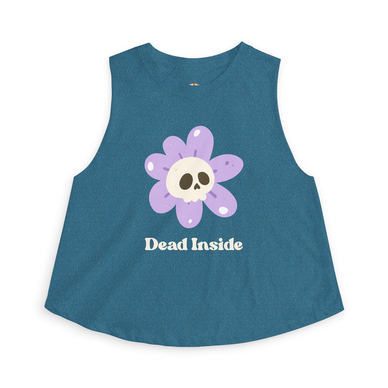 "Dead Inside" Floral Crop Top — Skull Flower Women's Tank