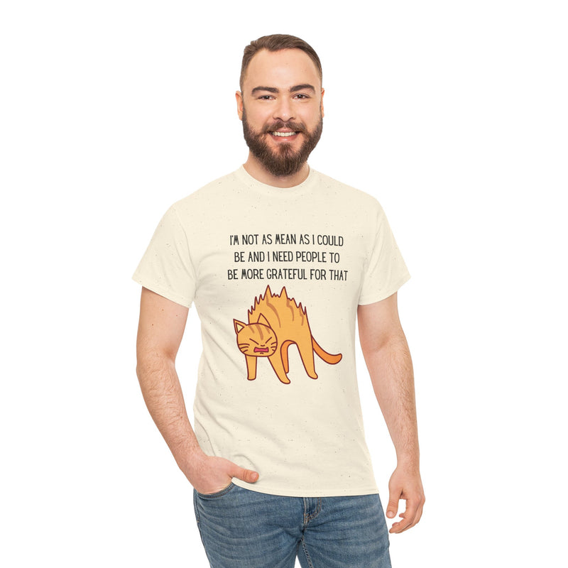 Sassy Cat Attitude T-Shirt — "I’m Not As Mean As I Could Be" Graphic Tee