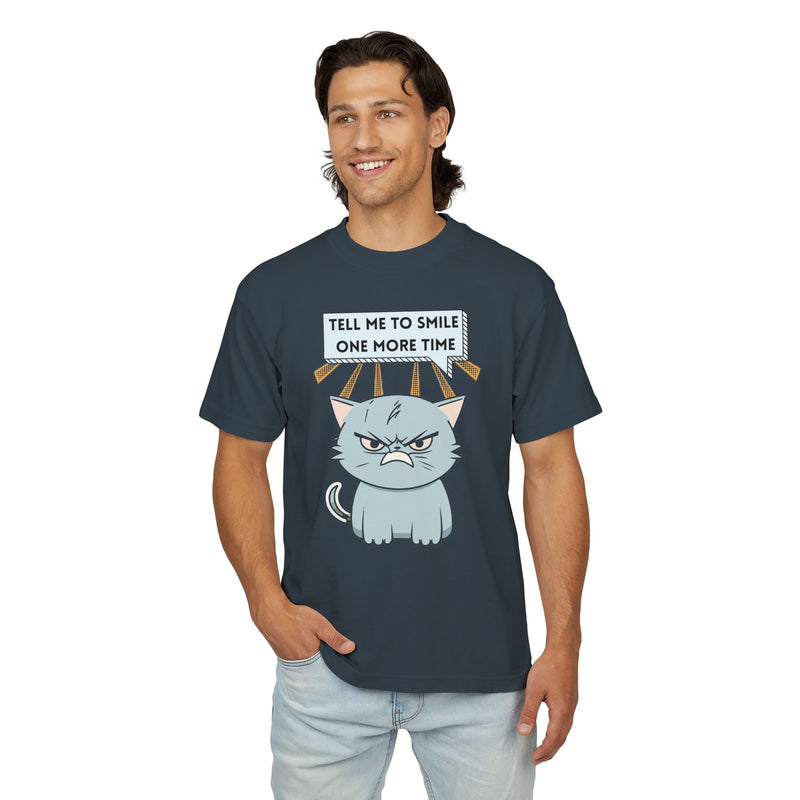 Grumpy Cat Garment Dyed Heavy Urban Tee "Tell Me to Smile One More Time"