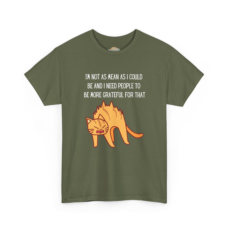 Sassy Cat Attitude T-Shirt — "I’m Not As Mean As I Could Be" Graphic Tee