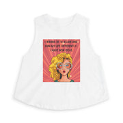 Crop Top — Retro Pop Art Graphic Tee "I Wanna Be 14 Again and Ruin My Life Differently" T-shirt