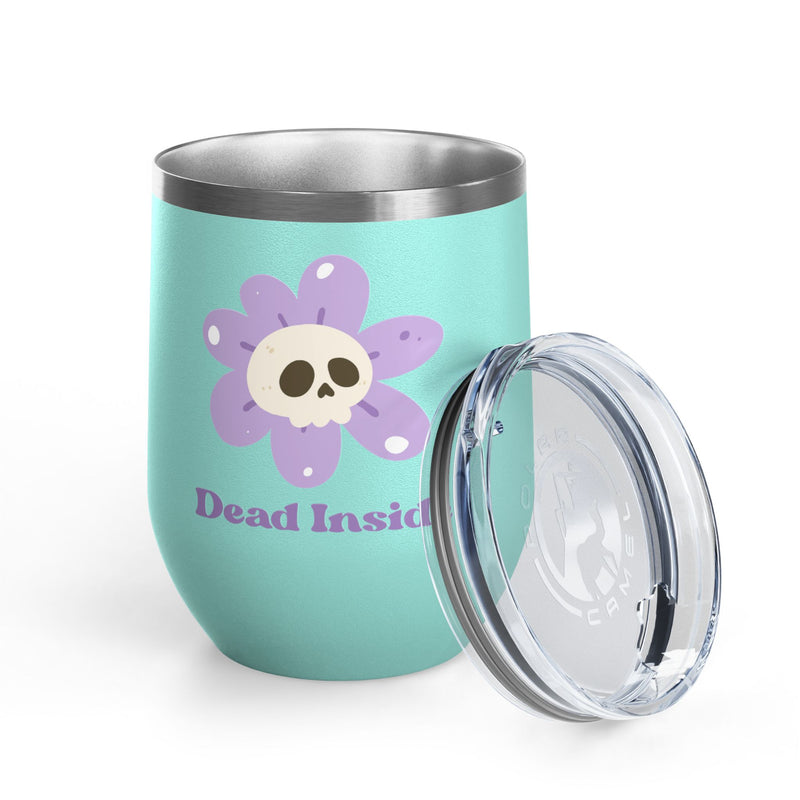 "Dead Inside" Floral Skull Wine Tumbler - Stainless Steel Insulated Outdoor Wine Cup - Pairs Perfectly with Patio for Day Drinking
