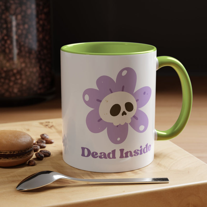 Coffee or Tea Mug — "Dead Inside" Floral Skull Accent Mug