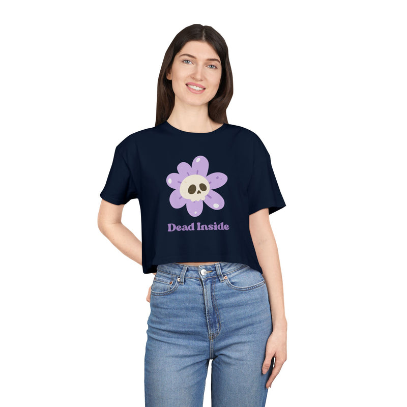Dead Inside Floral Skull Crop Tee — Women's Graphic T-Shirt Top