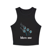 Blow Me Dandelion Tank Top — Women's Crop Racerback Graphic Tank