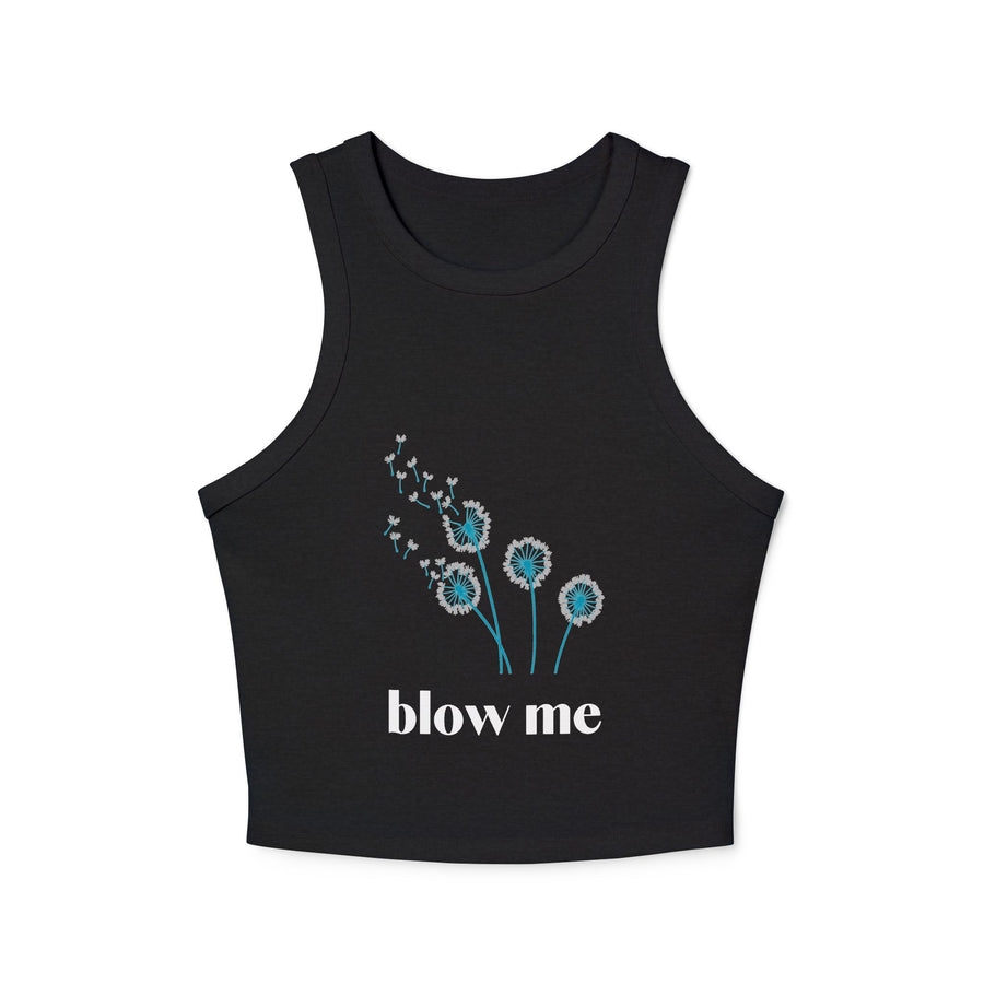 Blow Me Dandelion Tank Top — Women's Crop Racerback Graphic Tank