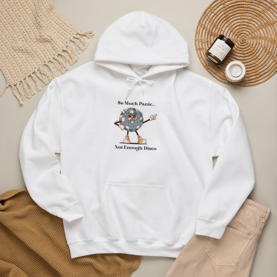 Retro Hoodie "Too Much Panic, Not Enough Disco" Hooded Sweatshirt