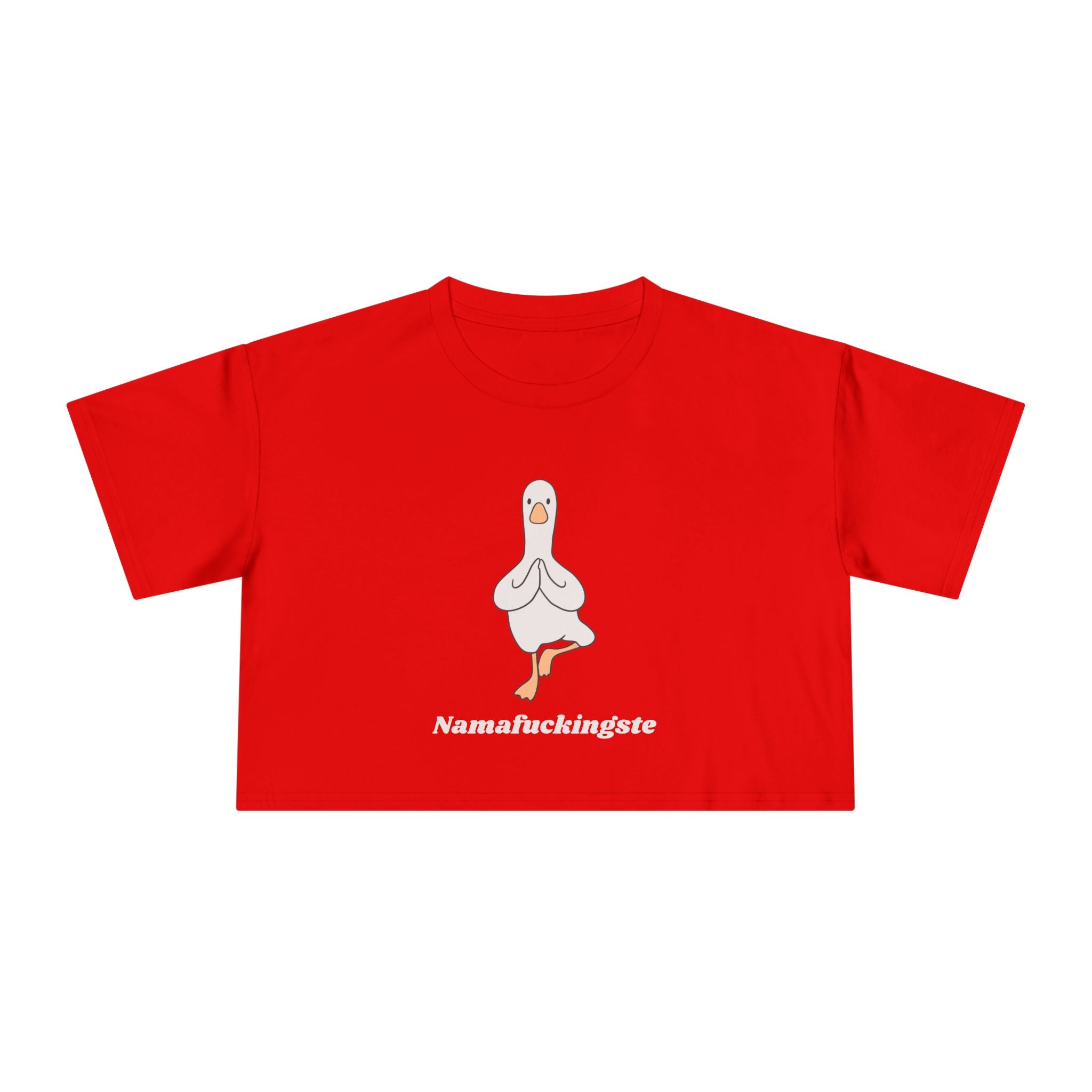Yoga Duck Women's Crop Tee — 'Namafuckingaste' Graphic T-shirt Top