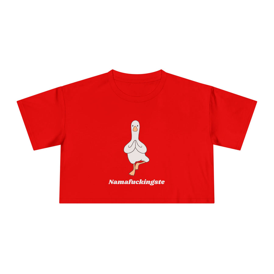 Yoga Duck Women's Crop Tee — 'Namafuckingaste' Graphic T-shirt Top