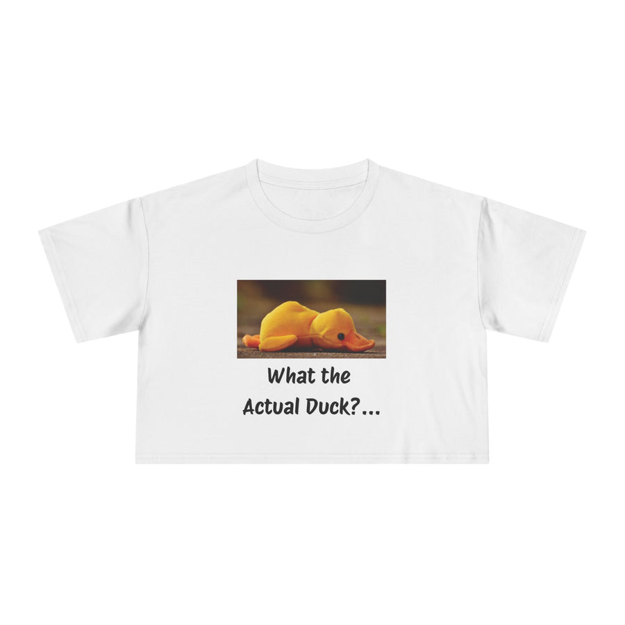 Exhausted Duckling Crop Tee — "What the Actual Duck?" Graphic T-shirt Top