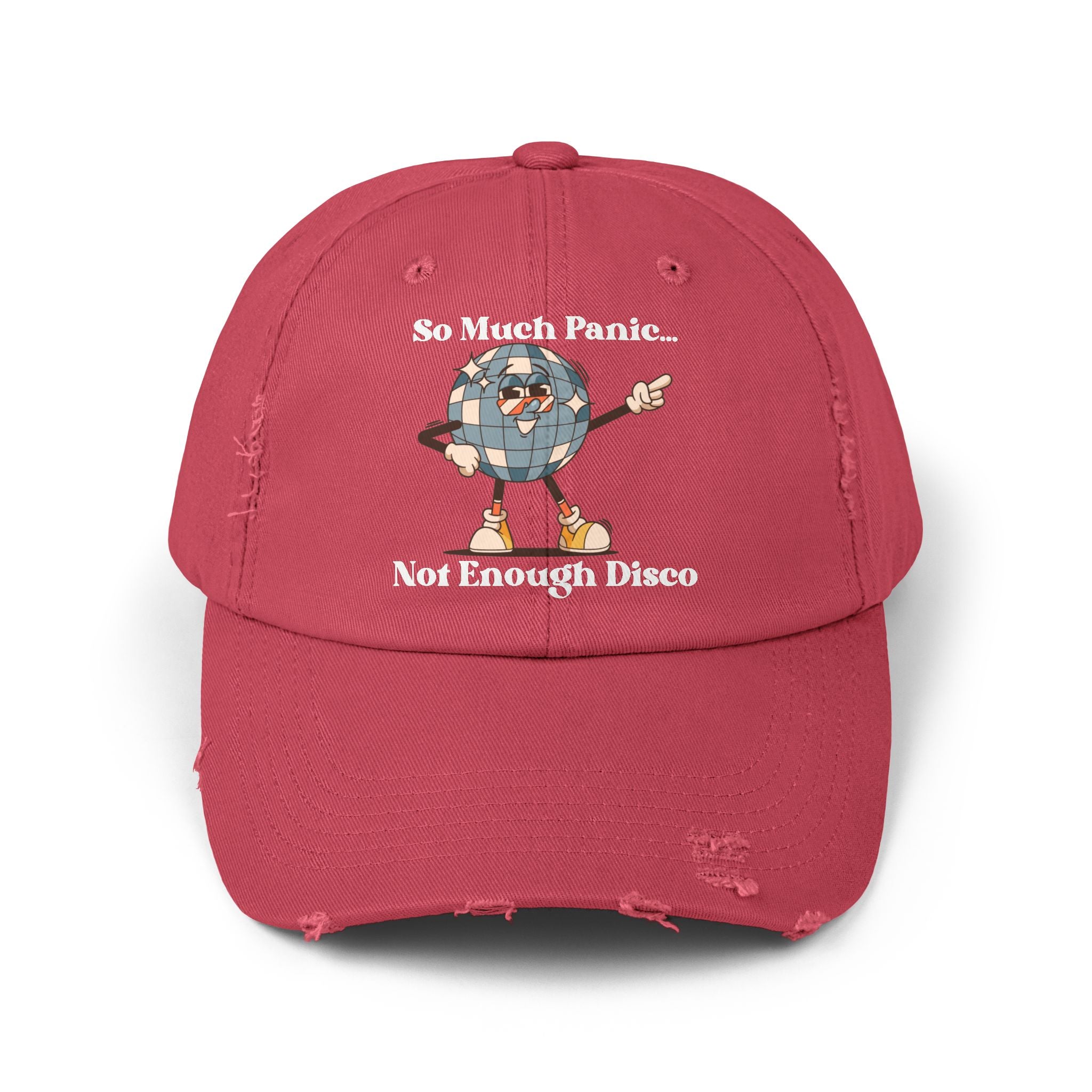 Distressed Cap — "So Much Panic... Not Enough Disco" Retro Disco Baseball Hat