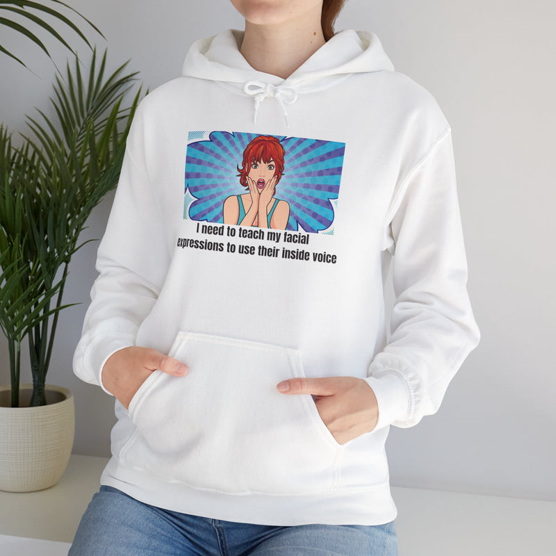 Pop Art Hoodie — 'Facial Expressions' Graphic Hooded Sweatshirt