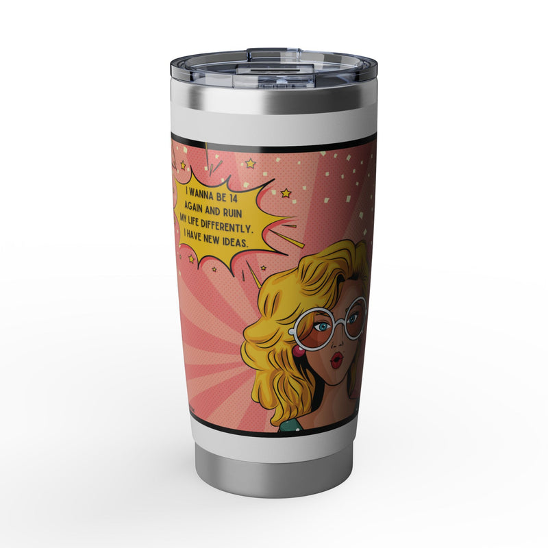 Retro Pop Art Vagabond Travel Tumbler — '14 Again'
