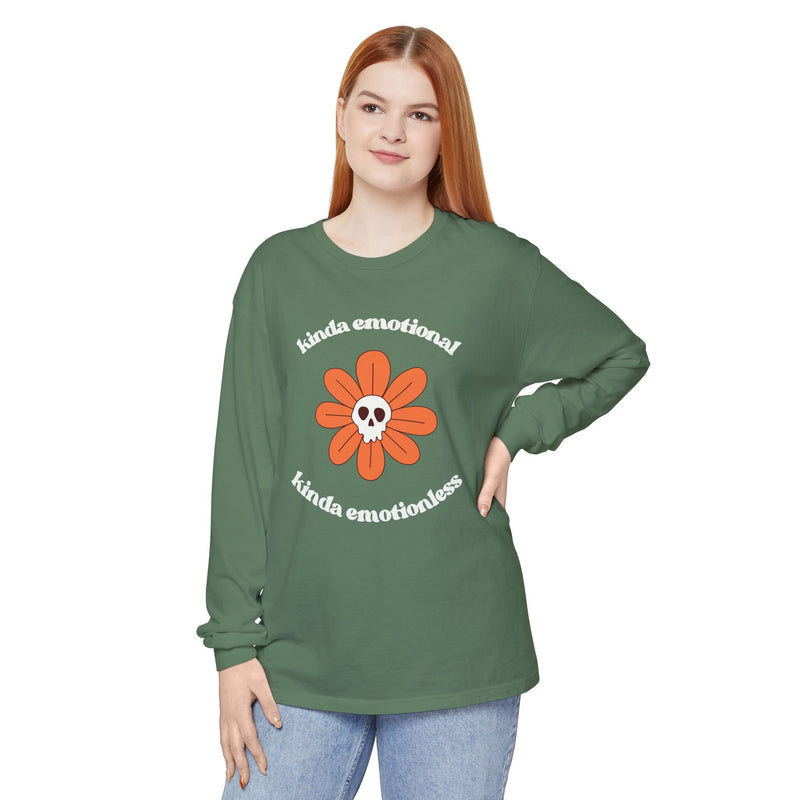 Daisy Skull T-Shirt "Kinda Emotional Kinda Emotionless" Long Sleeve Tee