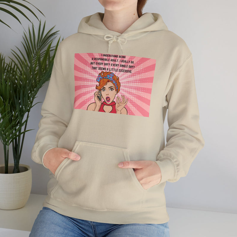 Retro Pop Art Hooded Sweatshirt — "Responsible Adult..." Graphic Hoodie