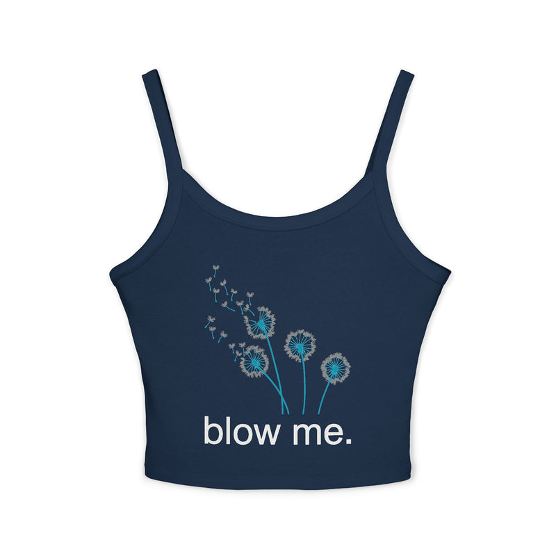Spaghetti Tank Top — 'blow me.' Dandelion Graphic Crop Top