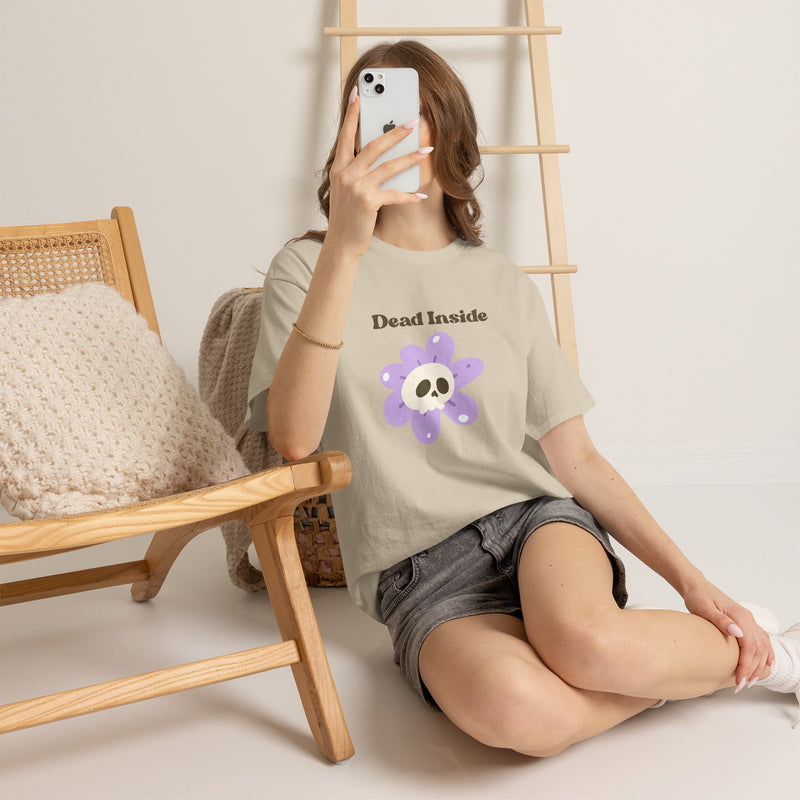 Graphic Tee — "Dead Inside" Skull Flower Mental Health Awareness T-Shirt