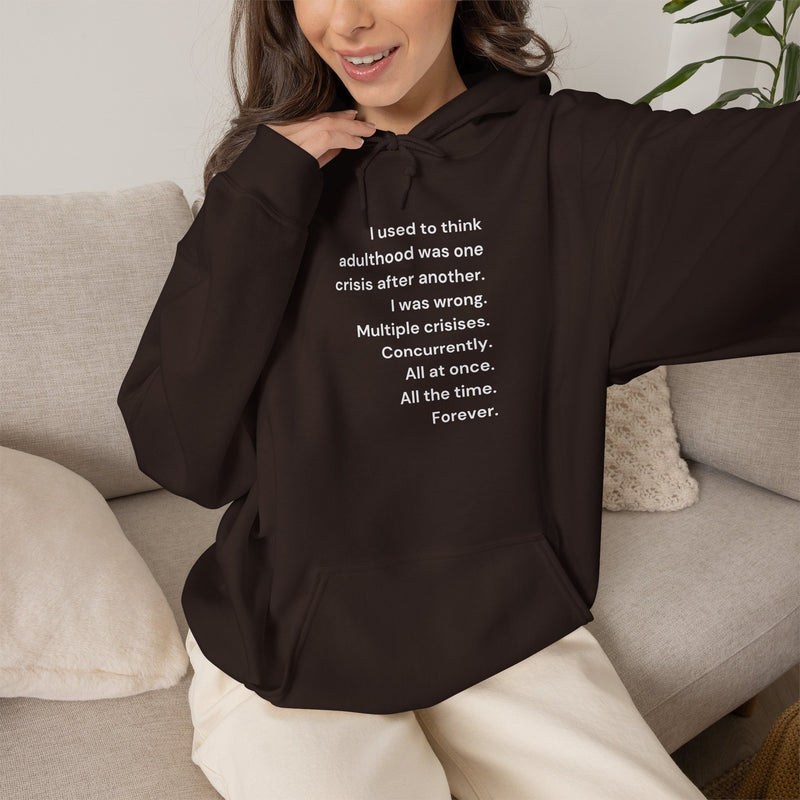 Graphic Text Hoodie — 'Adulthood' Hooded Sweatshirt