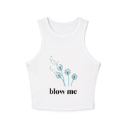 Blow Me Dandelion Tank Top — Women's Crop Racerback Graphic Tank