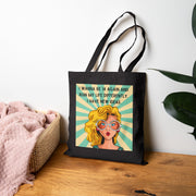 Canvas Tote Bag — Retro Pop Art Blonde with Quote “I Wanna Be 14 Again and Ruin My Life Differently”