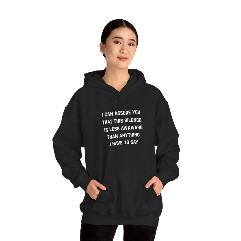 "Awkward Silence" Hoodie - Unisex Heavy Blend™ Minimalist Graphic Text Hooded Sweatshirt