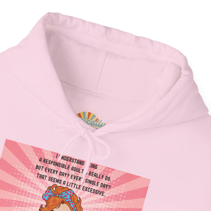 Retro Pop Art Hooded Sweatshirt — "Responsible Adult..." Graphic Hoodie