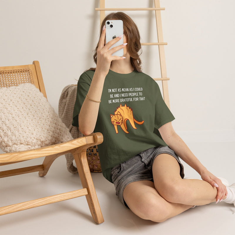 Sassy Cat Attitude T-Shirt — "I’m Not As Mean As I Could Be" Graphic Tee