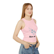 Blow Me Dandelion Tank Top — Women's Crop Racerback Graphic Tank