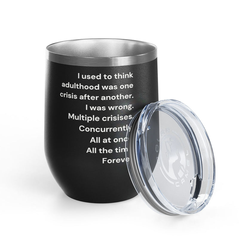 12 oz Wine Tumbler — Adulthood Stainless Steel Insulated Cup Pairs Perfectly with Patio for Day Drinking