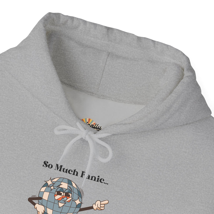 Retro Hoodie "Too Much Panic, Not Enough Disco" Hooded Sweatshirt